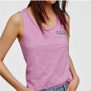 Anthropologie pocket tank top with floral detail